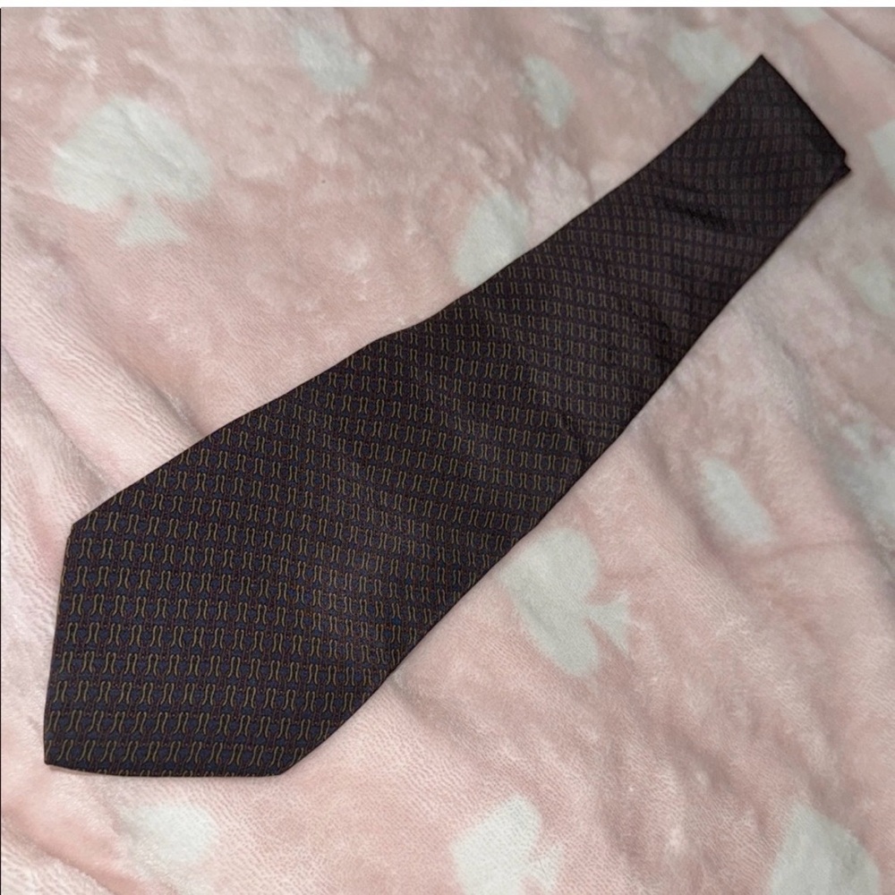 YSL Yves Saint Laurent silk Brown Tie Made in Italy